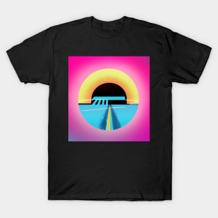 Colorful cyber abstraction circle yellow and blue T-Shirt